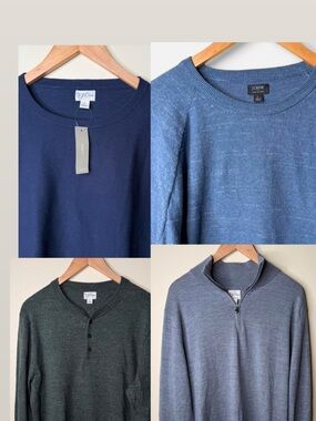 J.Crew LOT 4 Sweaters Men’s Large 1/4 Zip, Crewneck, Henley